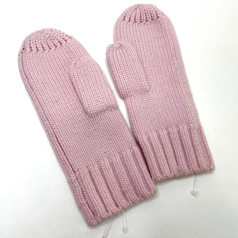 TORY BURCH Tory Sport 100% Merino Wool Little Grumps Mittens NEW Pink Size M/L